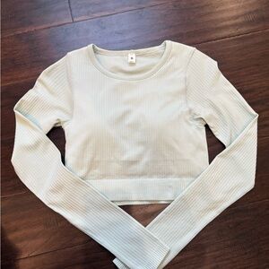 lululemon athletica Mint Ribbed Long-Sleeve Crop Top